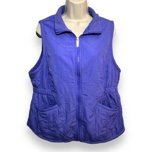 Bit & Bridle Women’s Quilted Fleece Lined Vest Periwinkle Size Large